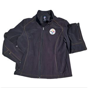 Womens used NFL Steelers Jacket Size Medium Black Jacket Zip Up